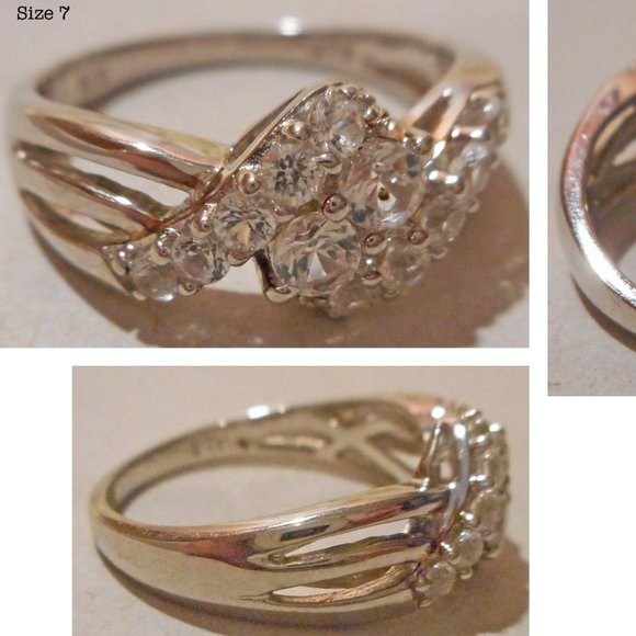 Faux White Sapphire Sterling Silver Ring! 7 - Picture 2 of 3